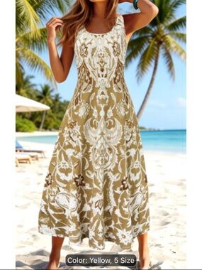 Yellow Floral Sleeveless Maxi Dress